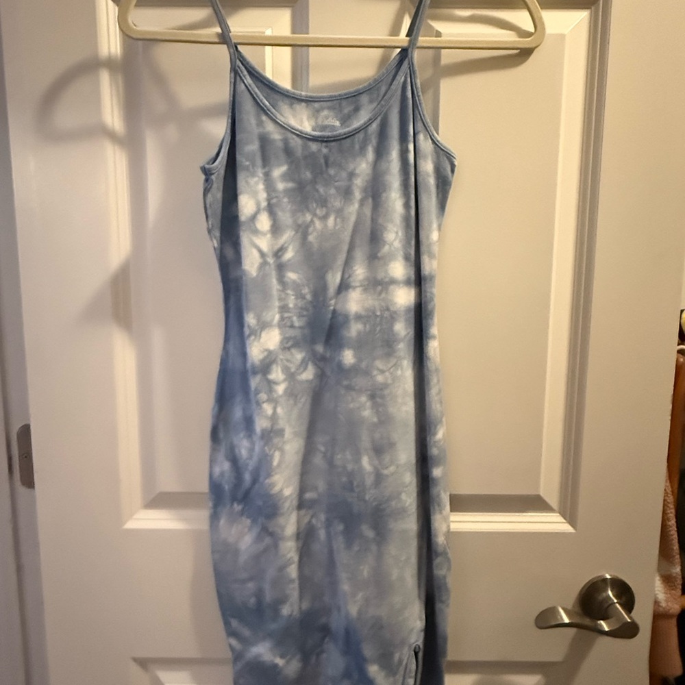 Blue Tie-Dye Spaghetti Strap Dress